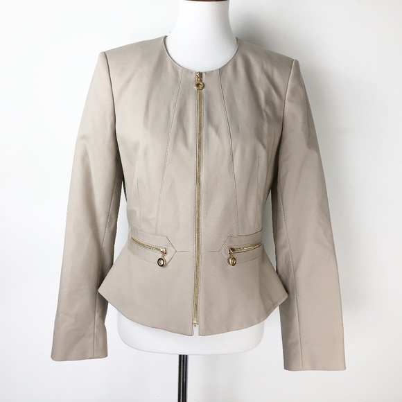 Calvin Klein Jackets & Blazers - Calvin Klein Women's Blazer Tan Size 8 Zip Front